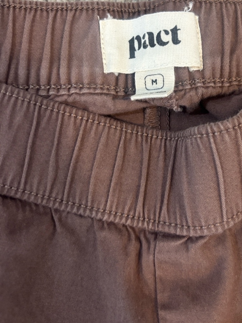 Pact Elastic Waist Cotton Pull On Pants in Chocolate Brown Size Medium - Picture 2 of 4